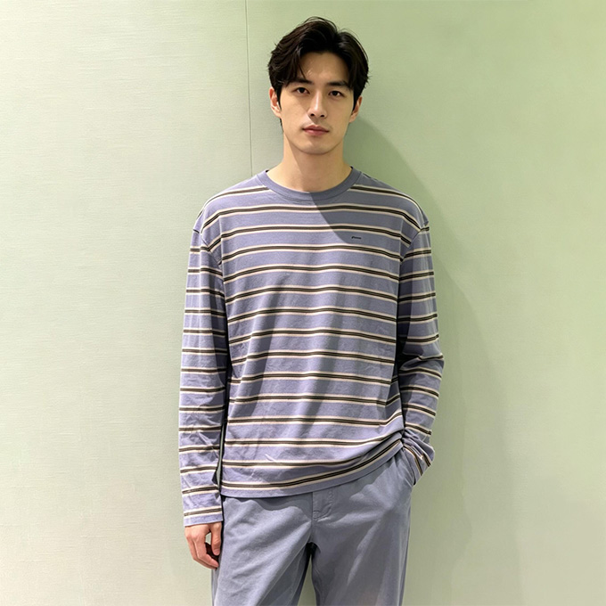 prada embroidered logo striped long sleeve top